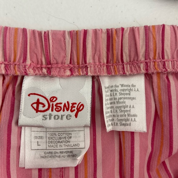 Disney Store women's pink striped drawstring waist piglet patch pajama pants L - Picture 6 of 7